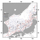 Mean velocity and variance ellipses in the Japan/East Sea
